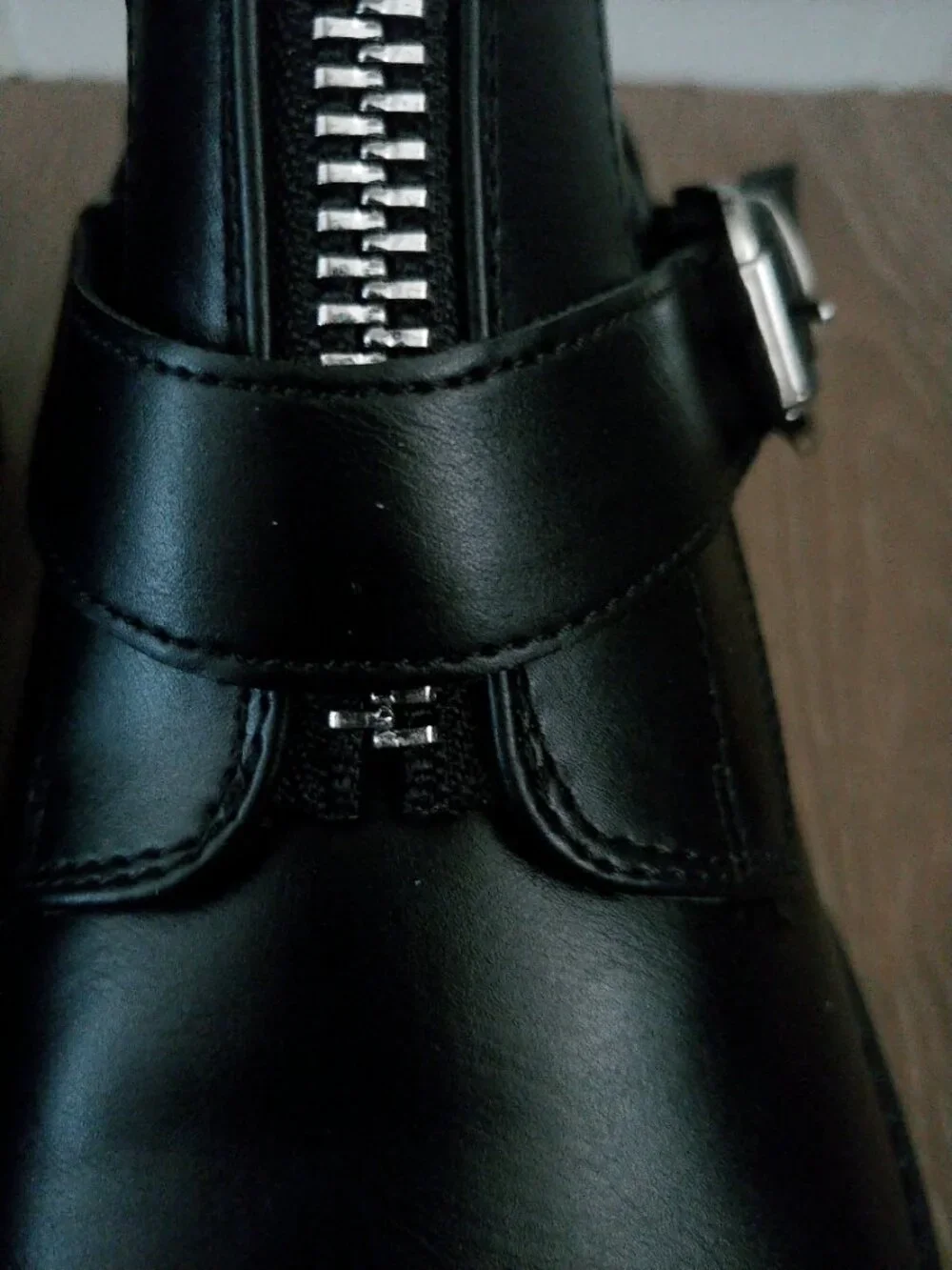 C'M Paris Black Buckle Detail Cut-Out Ankle Boots